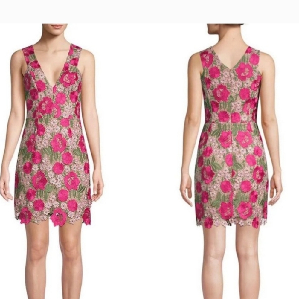 Dress the Population Mina Dress XS Floral Crochet Mini Wedding Cocktail Vacation